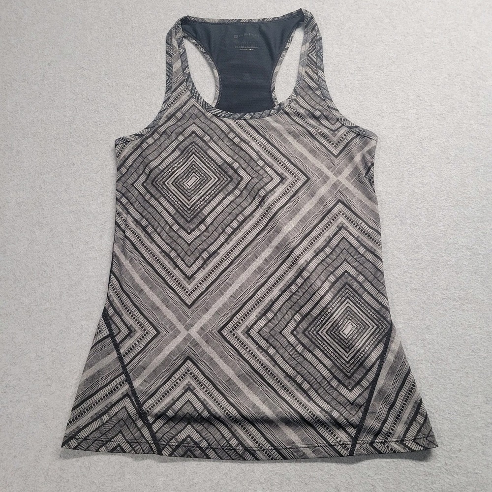 Fabletics Womens XS Grey Black Geometric Diamond Print Racerback Tank Top
